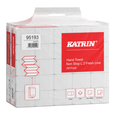 Katrin Falthandtücher, 100 % Zellstoff, W-Falz, 2-lagig, 203 x 320 mm, Handy-Pack, 95193 | Antalis CH