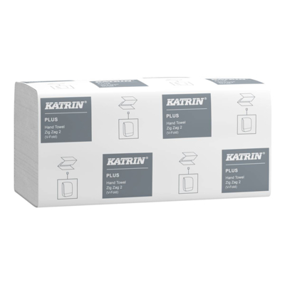Katrin Plus essuie-mains pliés, 100 % cellulose, pliage V, deux couches, 224 x 230 mm, 85040 | Antalis CH