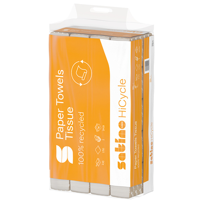 Satino HiCycle Falthandtücher, 100 % Recycling, Z-Falz, 2-lagig, 240 x 240 mm, Handy-Pack, 278570 | Antalis CH