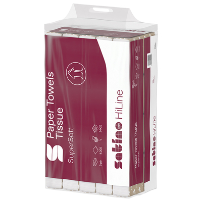Satino HiLine Falthandtücher, 100 % Zellstoff, V-Falz, 2-lagig, 240 x 230 mm, Handy-Pack, 274990 | Antalis CH