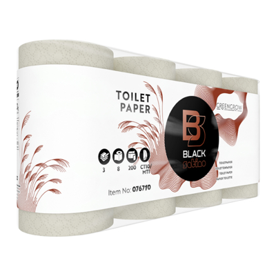 BlackSatino GreenGrow, papier hygiénique, troix couches, 96 x 110 mm, 200 coupons, paquet de 8 rouleaux | Antalis CH