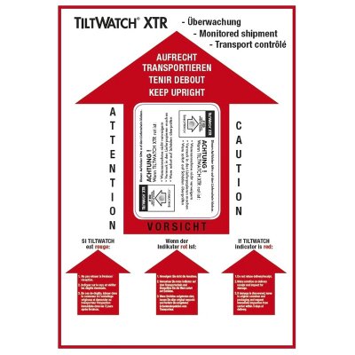 Indicateur de renversement TiltWatch XTR - autocollant d'avertissement