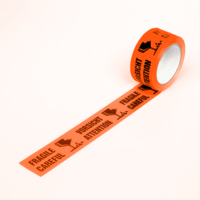 Ruban adhésif de signalisation, "Attention Fragile ...", 50 mm x 66 m, orange fluo | Antalis CH